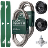 Wholesale Lawn Mower Parts -  UDC Parts Mower Kit / Belt 539114557 + Belt 539117245 + Pulley 532196106 + Pulley 532196104 + Spindle 532174356 + 2 Pack Blades 138971 / Fits Husqvarna RZ4619 RZ4620 RZ5422 RZ5424