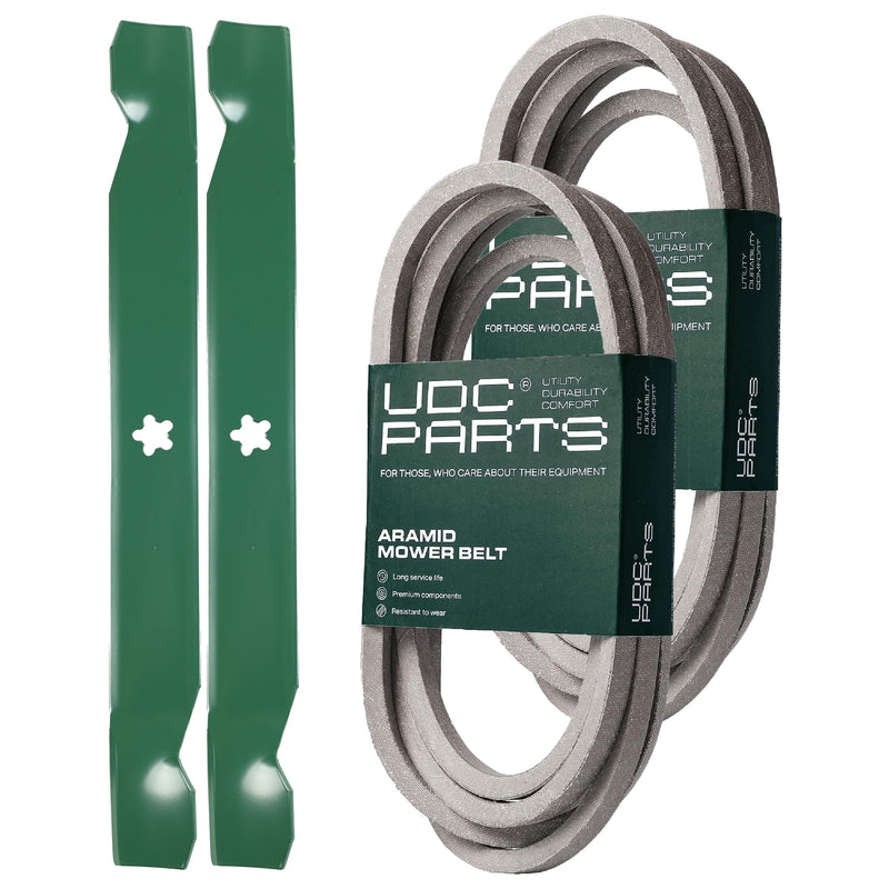  UDC Parts Mower Kit / Belt 539114557 + Belt 539117245 + 2 Pack Blades 138971 / Fits Husqvarna RZ4219 RZ4619 RZ4620 RZ5422 RZ5424