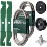 Wholesale Lawn Mower Parts -  UDC Parts Mower Kit / Belt 539114557 + Belt 539117245 + Pulley 195945 + Pulley 532196106 + Spindle 532174356 + 2 Pack Blades 405380 / Fits Husqvarna RZ4219