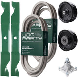 Wholesale Lawn Mower Parts -  UDC Parts Mower Kit / Belt 539114557 + Belt 539117245 + Pulley 532196106 + Pulley 532196104 + Spindle 532174356 + 2 Pack Blades 405380 / Fits Husqvarna LSZ4622 LSZ5422 LSZ5424