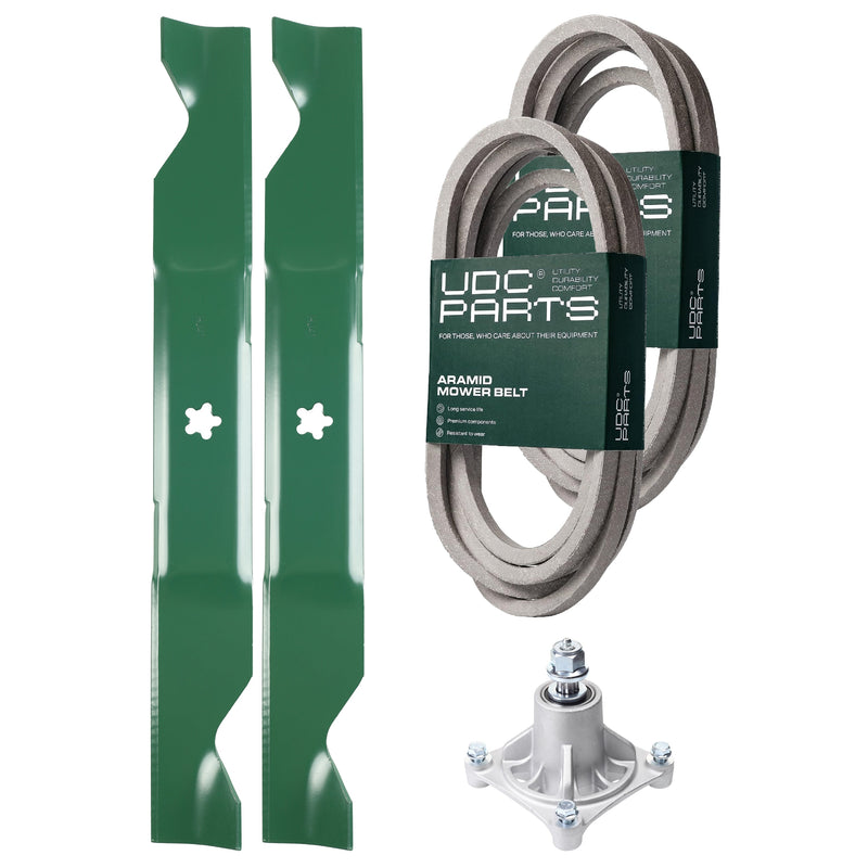 Products -  UDC Parts Mower Kit / Belt 539114557 + Belt 539117245 + Spindle 532174356 + 2 Pack Blades 405380 / Fits Husqvarna LSZ4622 LSZ5422 LSZ5424 RZ4219