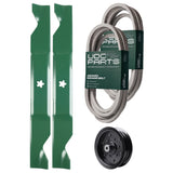 Products -  UDC Parts Mower Kit / Belt 539114557 + Belt 539117245 + Pulley 532196106 + 2 Pack Blades 405380 / Fits Husqvarna LSZ4622 LSZ5422 LSZ5424 RZ4219
