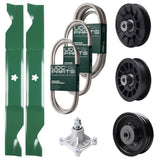 Bulk Lawn Mower Pulleys -  UDC Parts Mower Kit / Belt 138255 + Belt 194346 + Belt 539117245 + Pulley 532194326 + Pulley 532194327 + Pulley 532196104 + Spindle 532174356 + 2 Pack Blades 405380 / Fits Husqvarna LT1597