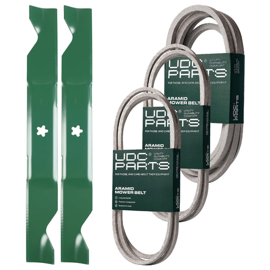 Products -  UDC Parts Mower Kit / Belt 130969 + Belt 140218 + Belt 197242 + 2 Pack Blades 405380 / Fits Husqvarna YTH220 Twin