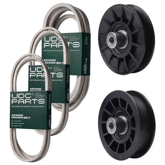 Products -  UDC Parts Mower Kit / Belt 130969 + Belt 140218 + Belt 197242 + Pulley 532194326 + Pulley 532194327 / Fits Husqvarna YTH220 Twin YTH2448T