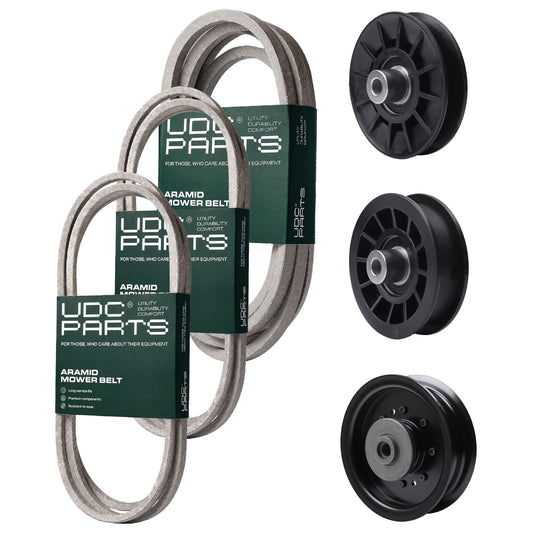 Wholesale Lawn Mower Parts -  UDC Parts Mower Kit / Belt 138255 + Belt 194346 + Belt 539117245 + Pulley 532194326 + Pulley 532194327 + Pulley 532196104 / Fits Husqvarna LT1597