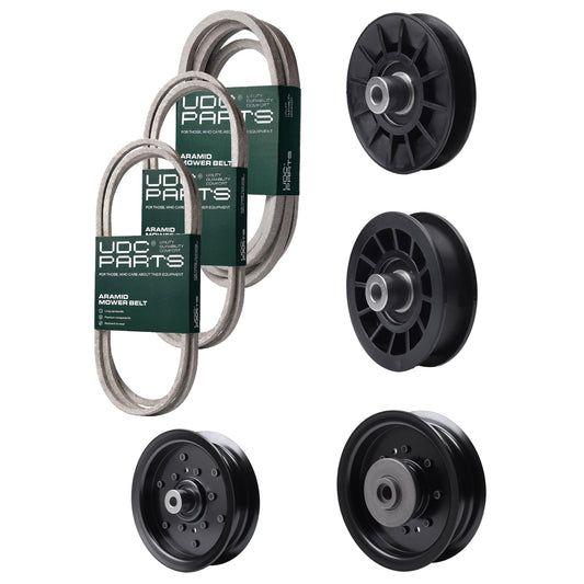 Bulk Lawn Mower Pulleys -  UDC Parts Mower Kit / Belt 130969 + Belt 197242 + Belt 405143 + Pulley 532194326 + Pulley 532196104 + Pulley 532196106 + Pulley 532194327 / Fits Husqvarna YTH220 Twin
