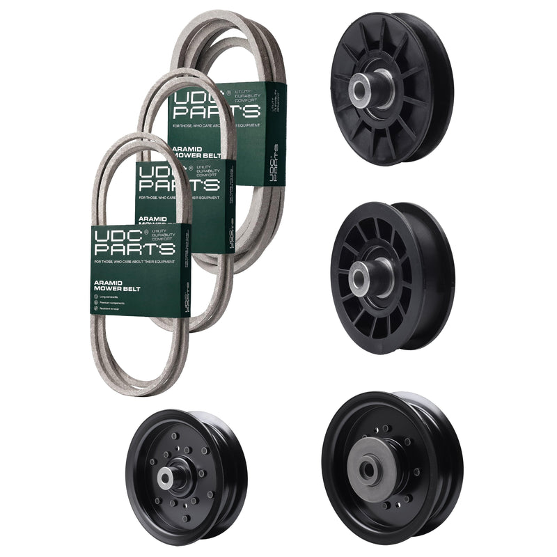 Bulk Lawn Mower Pulleys -  UDC Parts Mower Kit / Belt 130969 + Belt 197242 + Belt 405143 + Pulley 532194326 + Pulley 532196104 + Pulley 532196106 + Pulley 532194327 / Fits Husqvarna YTH220 Twin