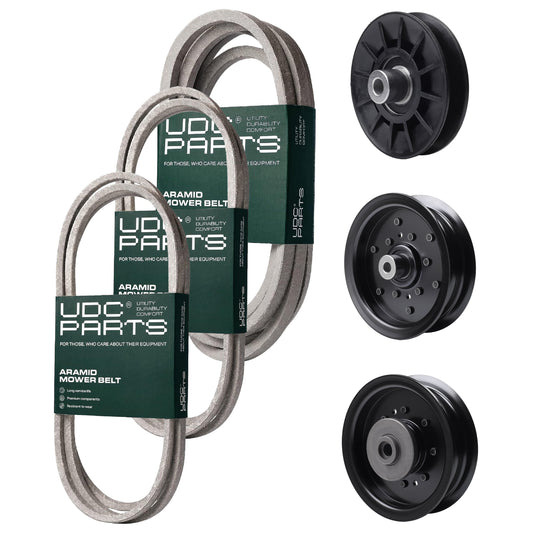 Wholesale Lawn Mower Parts -  UDC Parts Mower Kit / Belt 130969 + Belt 140218 + Belt 197242 + Pulley 532194326 + Pulley 532196104 + Pulley 532196106 / Fits Husqvarna YTH220 Twin YTH2448T