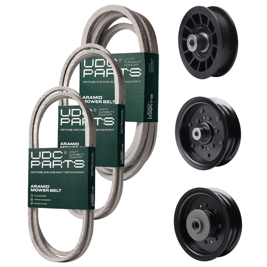 Wholesale Lawn Mower Parts -  UDC Parts Mower Kit / Belt 130969 + Belt 140218 + Belt 197242 + Pulley 532196104 + Pulley 532196106 + Pulley 532194327 / Fits Poulan Pro PBGT22H48