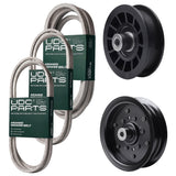 Products -  UDC Parts Mower Kit / Belt 130969 + Belt 140218 + Belt 197242 + Pulley 532196106 + Pulley 532194327 / Fits Husqvarna YTH220 Twin YTH2448T