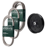  UDC Parts Mower Kit / Belt M144044 + Belt M154621 + Belt M154958 + Pulley AM106627 / Fits John Deere X300 Select Series X304 Select Series