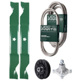 Products -  UDC Parts Mower Kit / Belt 138255 + Belt 539117245 + Pulley 532194326 + Spindle 532174356 + 2 Pack Blades 405380 / Fits Husqvarna LT1597