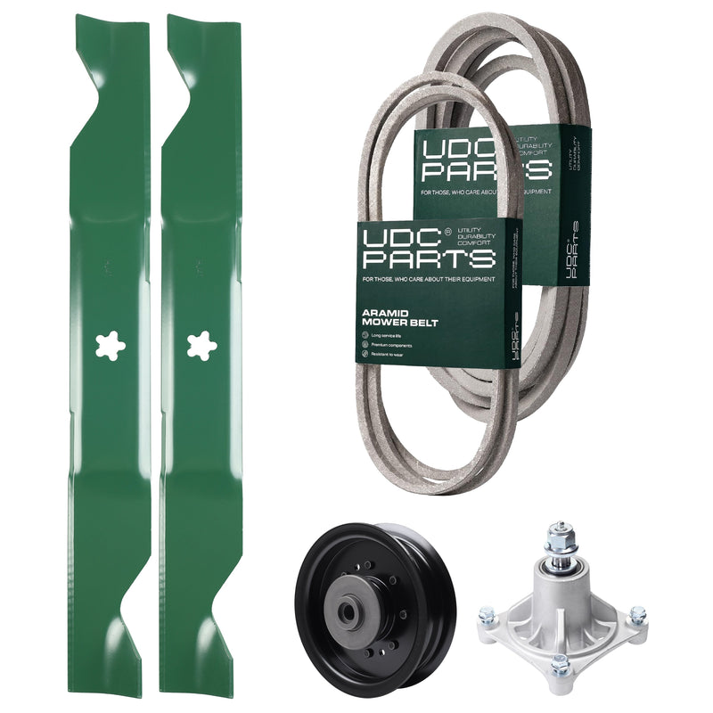 Products -  UDC Parts Mower Kit / Belt 138255 + Belt 539117245 + Pulley 532196104 + Spindle 532174356 + 2 Pack Blades 405380 / Fits Husqvarna LT1597