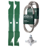 Products -  UDC Parts Mower Kit / Belt 194346 + Belt 539117245 + Spindle 532174356 + 2 Pack Blades 405380 / Fits Husqvarna LT1597