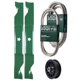 Products -  UDC Parts Mower Kit / Belt 138255 + Belt 539117245 + Pulley 532194327 + Pulley 532196104 + 2 Pack Blades 405380 / Fits Husqvarna LT1597