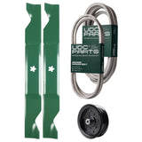 Products -  UDC Parts Mower Kit / Belt 130969 + Belt 197242 + Pulley 532196106 + 2 Pack Blades 405380 / Fits Husqvarna YTH220 Twin