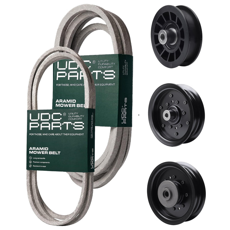  UDC Parts Mower Kit / Belt 140218 + Belt 197242 + Pulley 532196104 + Pulley 532196106 + Pulley 532194327 / Fits Husqvarna YTH220 Twin YTH2448T