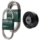 UDC Parts Mower Kit / Belt 140218 + Belt 197242 + Pulley 532196104 / Fits Poulan Pro PB22H48YT PB24H48YT PBGT22H48