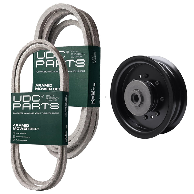  UDC Parts Mower Kit / Belt 140218 + Belt 197242 + Pulley 532196104 / Fits Poulan Pro PB22H48YT PB24H48YT PBGT22H48
