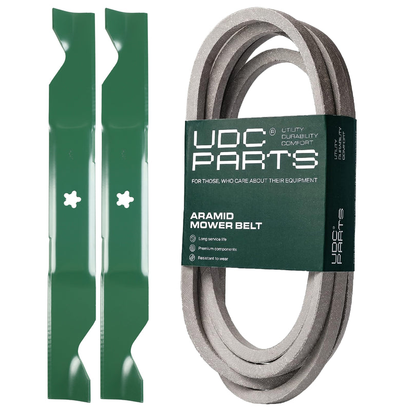  UDC Parts Mower Kit / Belt 539114557 + 2 Pack Blades 405380 / Fits Husqvarna LSZ4622 LSZ5422 LSZ5424 RZ4219