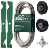 Products -  UDC Parts Mower Kit / Belt 539117245 + Pulley 532194327 + Spindle 532174356 + 2 Pack Blades 405380 / Fits Husqvarna LT1597