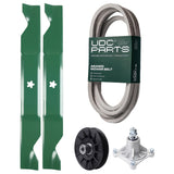 Products -  UDC Parts Mower Kit / Belt 539117245 + Pulley 532194326 + Spindle 532174356 + 2 Pack Blades 405380 / Fits Husqvarna LT1597