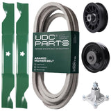 Products -  UDC Parts Mower Kit / Belt 539117245 + Pulley 532194327 + Pulley 532196104 + Spindle 532174356 + 2 Pack Blades 405380 / Fits Husqvarna LT1597