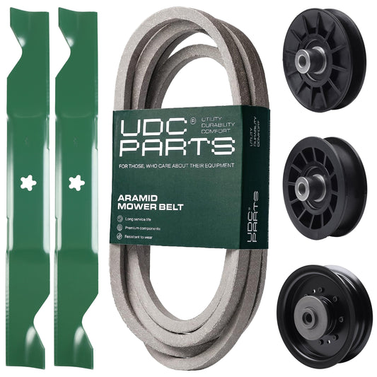 Products -  UDC Parts Mower Kit / Belt 197242 + Pulley 532194326 + Pulley 532196104 + Pulley 532194327 + 2 Pack Blades 405380 / Fits Husqvarna YTH220 Twin