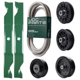 Wholesale Lawn Mower Parts -  UDC Parts Mower Kit / Belt 197242 + Pulley 532194326 + Pulley 532196104 + Pulley 532196106 + Pulley 532194327 + 2 Pack Blades 405380 / Fits Husqvarna YTH220 Twin