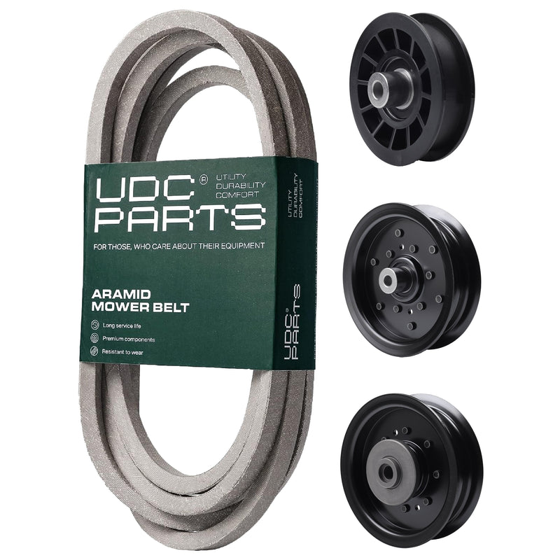  UDC Parts Mower Kit / Belt 197242 + Pulley 532196104 + Pulley 532196106 + Pulley 532194327 / Fits Poulan Pro PB22H48YT PB24H48YT PBGT22H48