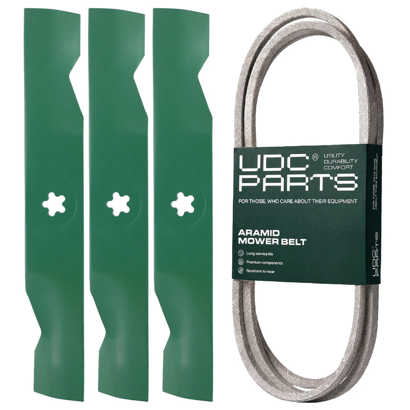  UDC Parts Mower Kit / Belt 130969 + 2 Pack Blades 173920 / Fits Husqvarna