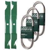  UDC Parts Mower Kit / Belt 130969 + Belt 140218 + Belt 405143 + 2 Pack Blades 405380 / Fits Jonsered LT2223A2