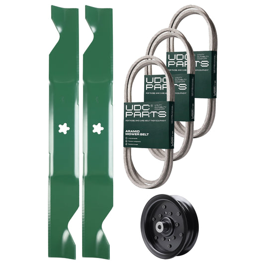 Bulk Lawn Mower Pulleys -  UDC Parts Mower Kit / Belt 130969 + Belt 140218 + Belt 405143 + Pulley 532194326 + Pulley 532196104 + Pulley 532196106 + Pulley 532194327 + 2 Pack Blades 405380 / Fits Husqvarna YTH220 Twin