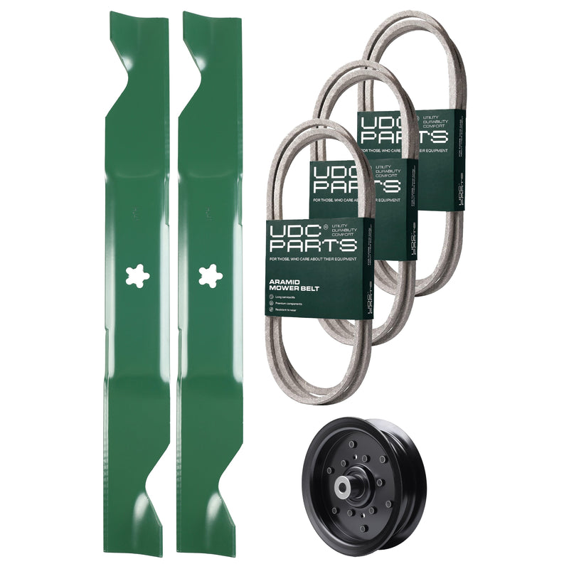 Bulk Lawn Mower Pulleys -  UDC Parts Mower Kit / Belt 130969 + Belt 140218 + Belt 405143 + Pulley 532194326 + Pulley 532196104 + Pulley 532196106 + Pulley 532194327 + 2 Pack Blades 405380 / Fits Husqvarna YTH220 Twin