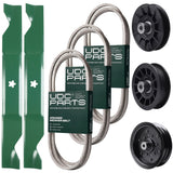 Wholesale Lawn Mower Parts -  UDC Parts Mower Kit / Belt 130969 + Belt 197253 + Belt 405143 + Pulley 532194326 + Pulley 532196106 + Pulley 532194327 + 2 Pack Blades 405380 / Fits Husqvarna YTH20K46