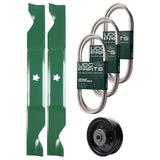 Products -  UDC Parts Mower Kit / Belt 130969 + Belt 140218 + Belt 405143 + Pulley 532196104 + 2 Pack Blades 405380 / Fits Husqvarna YTH220 Twin