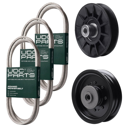 Products -  UDC Parts Mower Kit / Belt 130969 + Belt 140218 + Belt 405143 + Pulley 532194326 + Pulley 532196104 / Fits Husqvarna YTH220 Twin