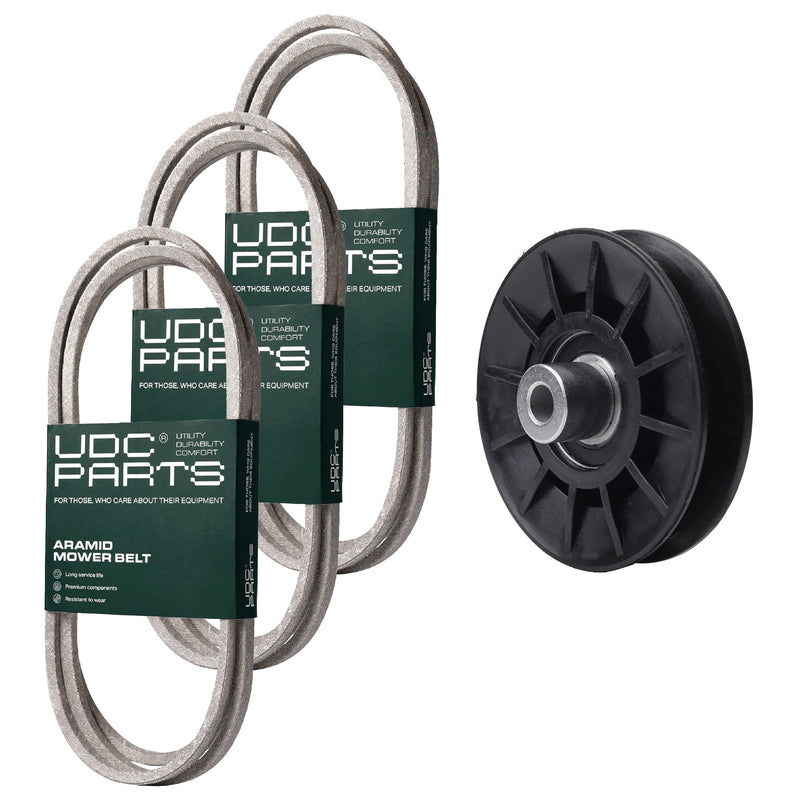  UDC Parts Mower Kit / Belt 130969 + Belt 140218 + Belt 144959 + Pulley 532194326 / Fits Husqvarna LOYTH20F42T LTH171 YTH20F42T YTH2242T