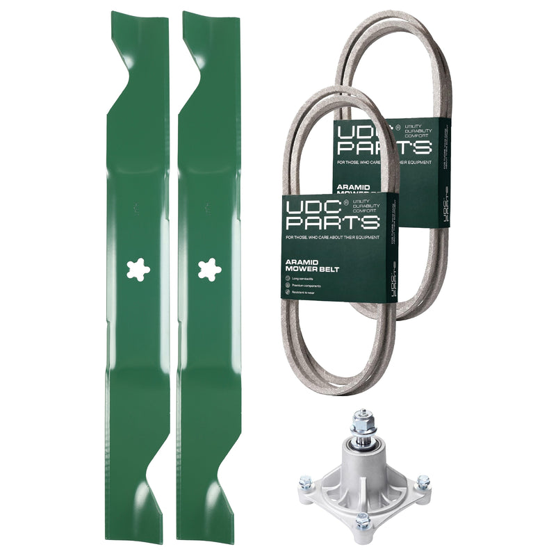 Products -  UDC Parts Mower Kit / Belt 138255 + Belt 194346 + Spindle 532174356 + 2 Pack Blades 405380 / Fits Husqvarna LT1597