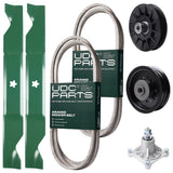 Products -  UDC Parts Mower Kit / Belt 138255 + Belt 194346 + Pulley 532194326 + Pulley 532196104 + Spindle 532174356 + 2 Pack Blades 405380 / Fits Husqvarna LT1597