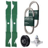 Products -  UDC Parts Mower Kit / Belt 138255 + Belt 194346 + Pulley 532194327 + Spindle 532174356 + 2 Pack Blades 405380 / Fits Husqvarna LT1597
