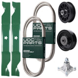 Products -  UDC Parts Mower Kit / Belt 138255 + Belt 194346 + Pulley 532194327 + Pulley 532196104 + Spindle 532174356 + 2 Pack Blades 405380 / Fits Husqvarna LT1597