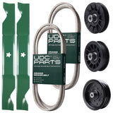 Wholesale Lawn Mower Parts -  UDC Parts Mower Kit / Belt 140218 + Belt 405143 + Pulley 532194326 + Pulley 532196106 + Pulley 532194327 + 2 Pack Blades 405380 / Fits Poulan Pro PB20H46LT PB20H46YT PB22H46YT PB22H46YTX