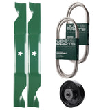 Products -  UDC Parts Mower Kit / Belt 130969 + Belt 140218 + Pulley 532196104 + 2 Pack Blades 405380 / Fits Husqvarna YTH220 Twin