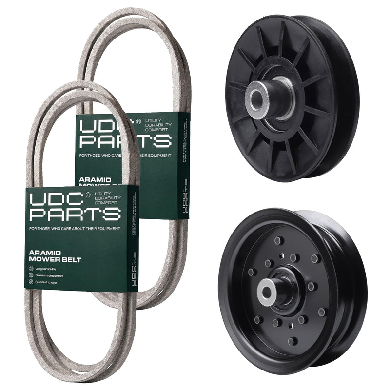  UDC Parts Mower Kit / Belt 130969 + Belt 140218 + Pulley 532194326 + Pulley 532196106 / Fits Husqvarna GTH2654T GTH26K54T LGT2554 LOYTH20F42T LTH171 YTH20F42T YTH220 Twin YTH2242T YTH2448T YTH2454T