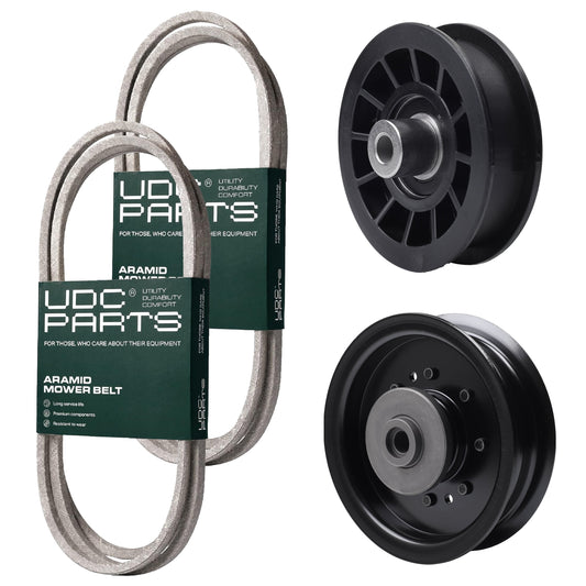 Products -  UDC Parts Mower Kit / Belt 130969 + Belt 140218 + Pulley 532196104 + Pulley 532194327 / Fits Husqvarna YTH220 Twin YTH2448T