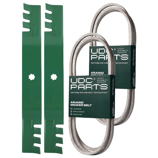 MOWER PARTS -  UDC Parts Mower Kit / Belt GX20006 + Belt GX20072 + 2 Pack Blades GX22151 / Fits John Deere