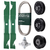 Wholesale Lawn Mower Parts -  UDC Parts Mower Kit / Belt 194346 + Pulley 532194326 + Pulley 532194327 + Pulley 532196104 + Spindle 532174356 + 2 Pack Blades 405380 / Fits Husqvarna LT1597