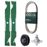 Products -  UDC Parts Mower Kit / Belt 194346 + Pulley 532194326 + Spindle 532174356 + 2 Pack Blades 405380 / Fits Husqvarna LT1597